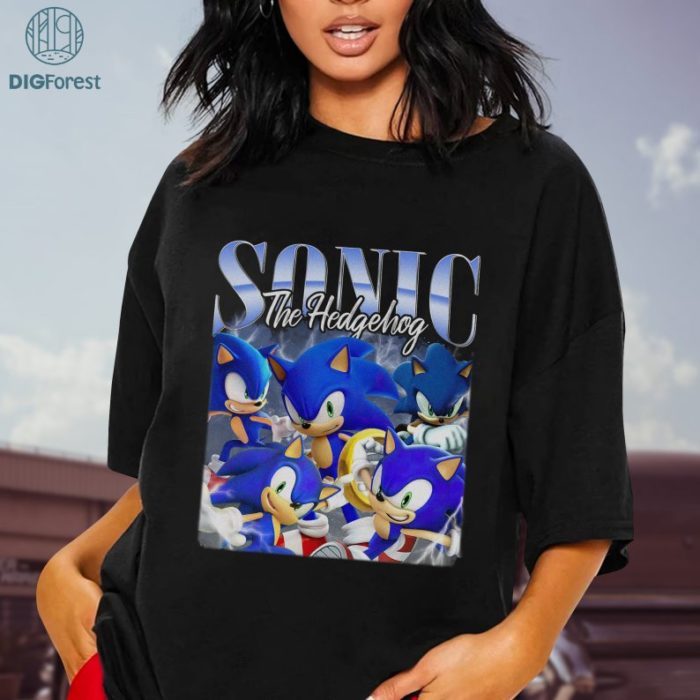 Sonic the Hedgehog Png | Vintage Sonic Shirt | Sonic Hedgehog Homage Png | Sonic Video Game Instant Download | Funny Sonic Cute Png File