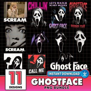 Ghost Face 20 Designs Bundle Png | Scream Movie Png | Scary Movie Png | Horror Halloween Png | Halloween Movie