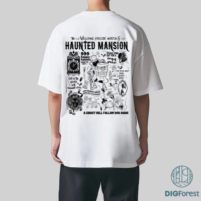 Disney Vintage Haunted Mansion PNG – Hitchhiking Ghosts, Foolish Mortal, Halloween Shirt Sublimation PNG
