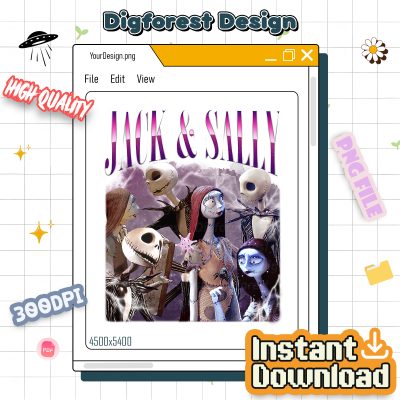 Nightmare Before Christmas Vintage PNG – Jack Skellington Bootleg Rap, Halloween Movie Homage TV PNG