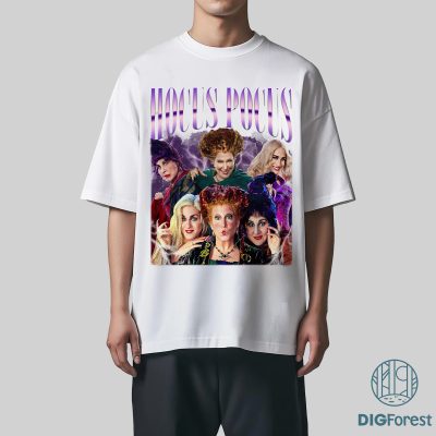 Hocus Pocus Vintage Graphic PNG – Sanderson Sisters Homage, Halloween Bootleg Rap, Graphic Tees for Women PNG