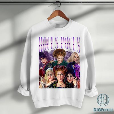 Hocus Pocus Vintage Graphic PNG – Sanderson Sisters Homage, Halloween Bootleg Rap, Graphic Tees for Women PNG