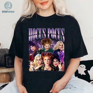 Hocus Pocus Vintage Graphic Shirt, The Sanderson Sisters Homage TV png, Hocus Pocus Halloween Bootleg Rap Shirt, Graphic Tees For Women, Instant Download