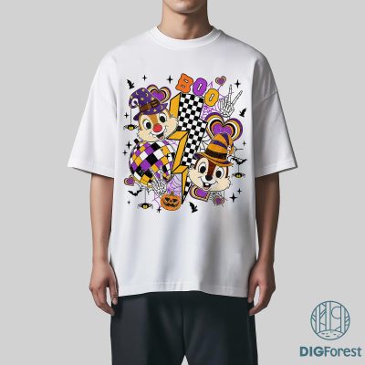 Disney Chip And Dale Halloween PNG – Checkered Chip n Dale Shirt, Double Trouble Halloween Costume, Sublimation Design