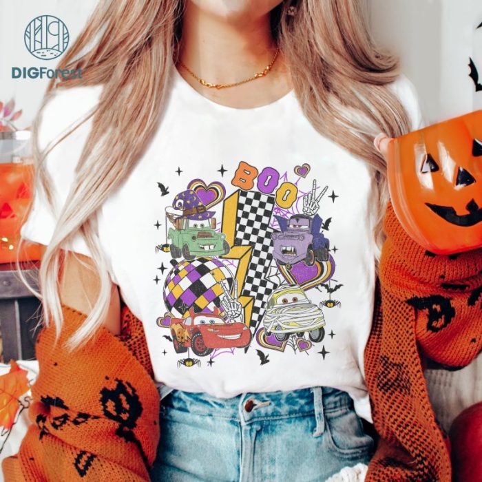 Disney Cars Checkered Halloween Png, Cars Halloween Costume Shirt, Lightning Mcqueen Halloween Png, Halloween Sublimation Png, Sublimation Design