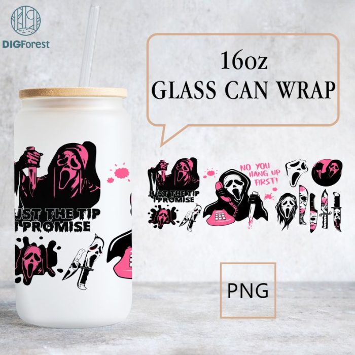 Horror png, Horror characters 16oz Libbey can Glass, Horror characters full glass can wrap, funny horror tumbler wrap, horror sublimation