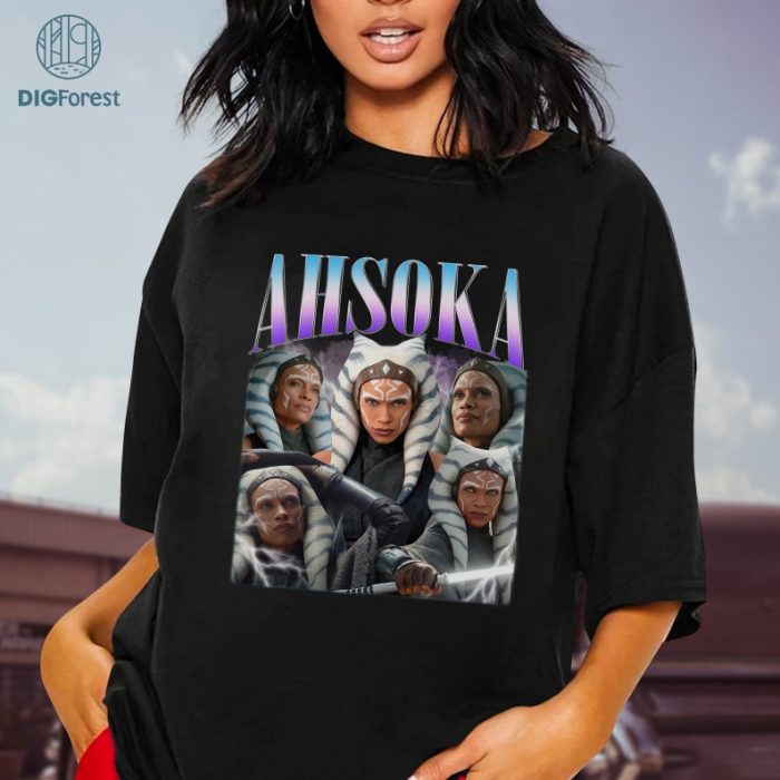 Ahsoka Tano Vintage Graphic PNG File, Starwars Homage TV Shirt, Ahsoka Tano Bootleg Rap Shirt, Sublimation Designs