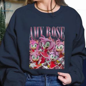 Amy Rose Vintage Graphic PNG File, Sonic the Hedgehog Homage TV Shirt, Amy Rose Bootleg Rap Shirt, Sublimation Designs