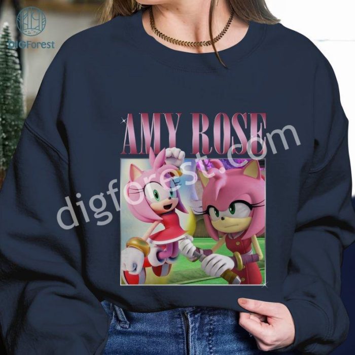 Amy Rose Vintage Graphic Design, Sonic the Hedgehog Homage TV Shirt, Amy Rose Bootleg Rap Shirt, Sublimation Designs