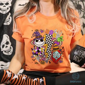 Nightmare Before Christmas Checkered Halloween PNG, Lock Shock Barrel Shirt, Jack and Sally, Oogie Boogie Bash, Halloween Sublimation Designs