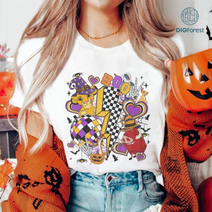 Disney Lion King Checkered Halloween PNG File, Simba And Friends Halloween Shirt, Animal Kingdom, Hakuna Matata, Halloween Party, Sublimation Designs