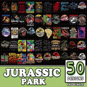 Jurassic Park 50 Designs Bundle Png | Jurassic World Dominion Png | Dinosaur Movie Png | Jurassic T-Rex Png Digital Download