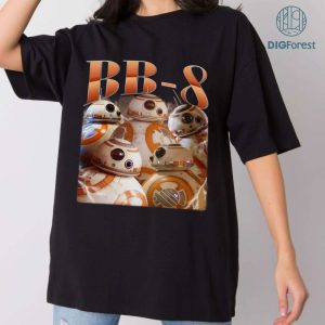 BB-8 Vintage Graphic Png, Starwars Homage TV Shirt, BB-8 Bootleg Rap Png, Graphic Tees For Women Trendy Digital Download