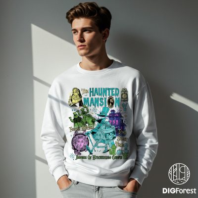 Disney Vintage The Haunted Mansion PNG – Retro Hitchhiking Ghosts & Leota, Halloween Shirt Design, Haunted Mansion PNG