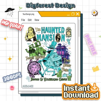 Disney Vintage The Haunted Mansion PNG – Retro Hitchhiking Ghosts & Leota, Halloween Shirt Design, Haunted Mansion PNG