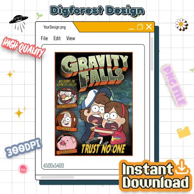 Disney Gravity Falls Trust No One Shirt - Dipper & Mabel Pines Tee, Dipper Pines Costume Outfit, Funny Spooky Apparel