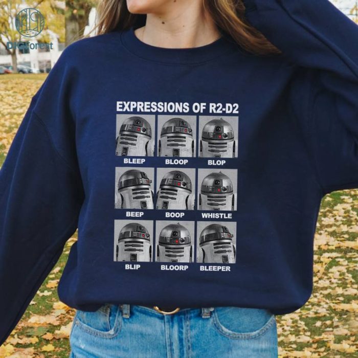 StarWars Expressions Of R2-D2 Vintage Png | StarWars R2D2 Png File | Galaxy'S Edge Shirt | StarWars Droids Png Design | Instant Download