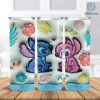 3D Inflated Blue And Pink Animal Character 20oz Straight Tumbler Design Sublimation, 3D Cartoon Movie Sublimation Wraps, Disney Angel and Stitch Tumbler Design Png