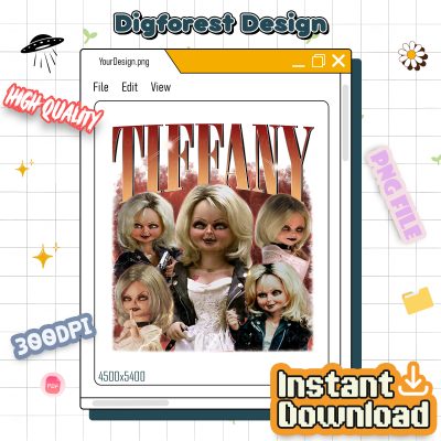 Tiffany Child's Play Vintage Graphic PNG – Chucky & Tiffany Bootleg Rap, Homage TV, Sublimation Design PNG File