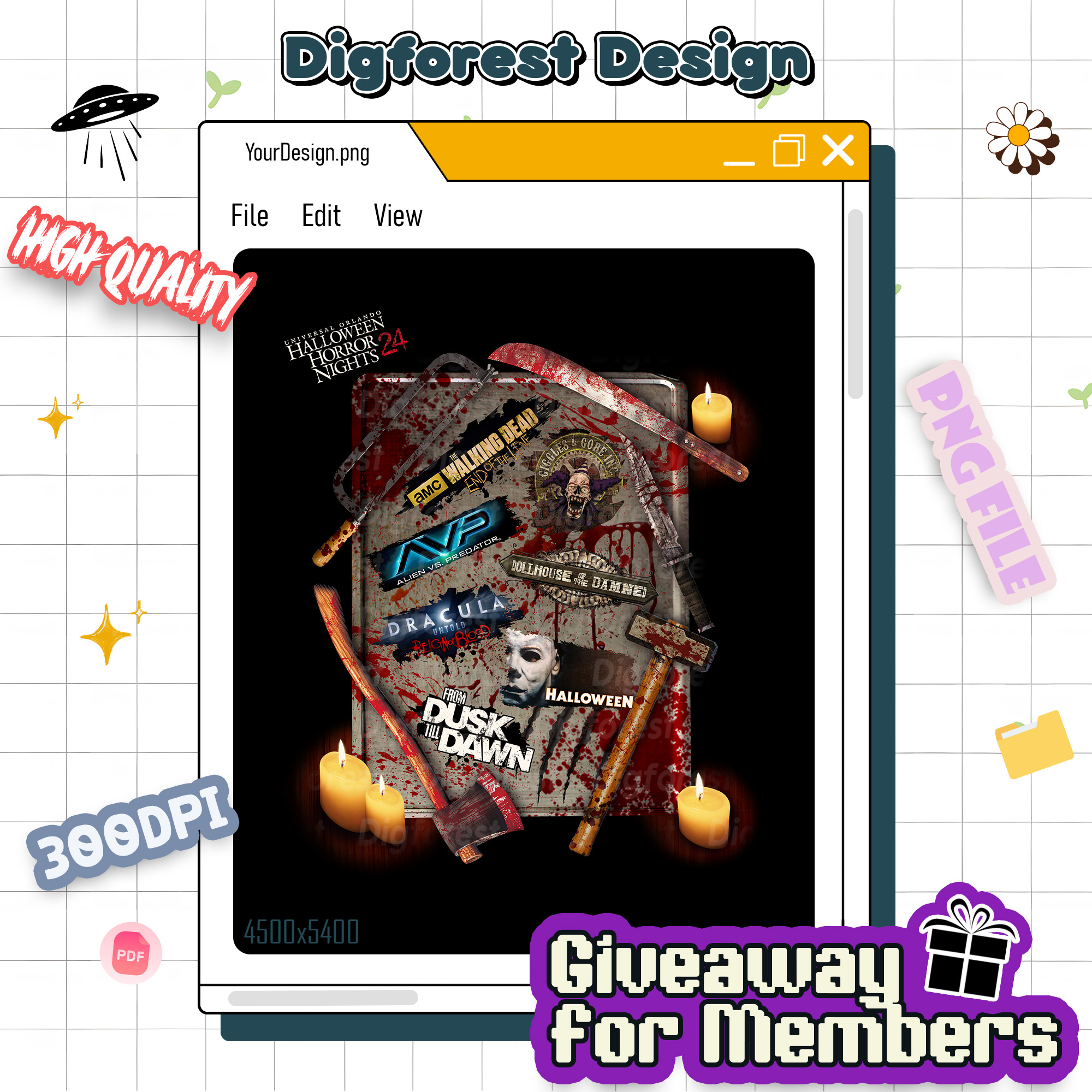 Universal Studios Halloween Horror Nights 2025 PNG – Scary Movie Halloween PNG, Universal Studios PNG