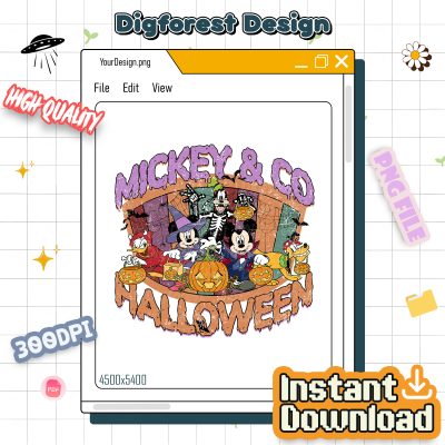 Disney Mickey and Friends Halloween PNG – Retro Mickey Minnie PNG, Spooky Season PNG, Trick or Treat PNG