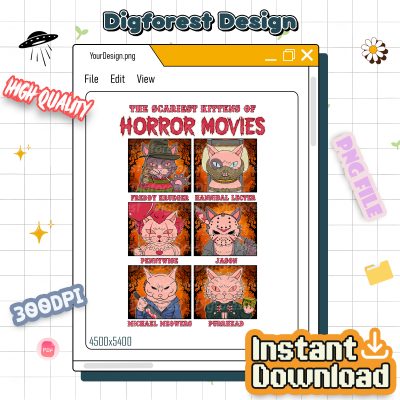 Cat Horror Movie Characters PNG – Halloween Horror Nights PNG, Scary Kitten PNG, Scream Michael Myers Freddy PNG