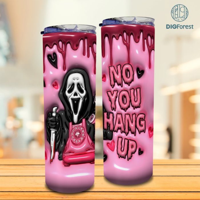 3D Inflated Puffy Ghostface Tumbler Wrap Halloween, No Hang You Up Halloween Tumbler Design Skinny Tumbler 20oz, Halloween Design