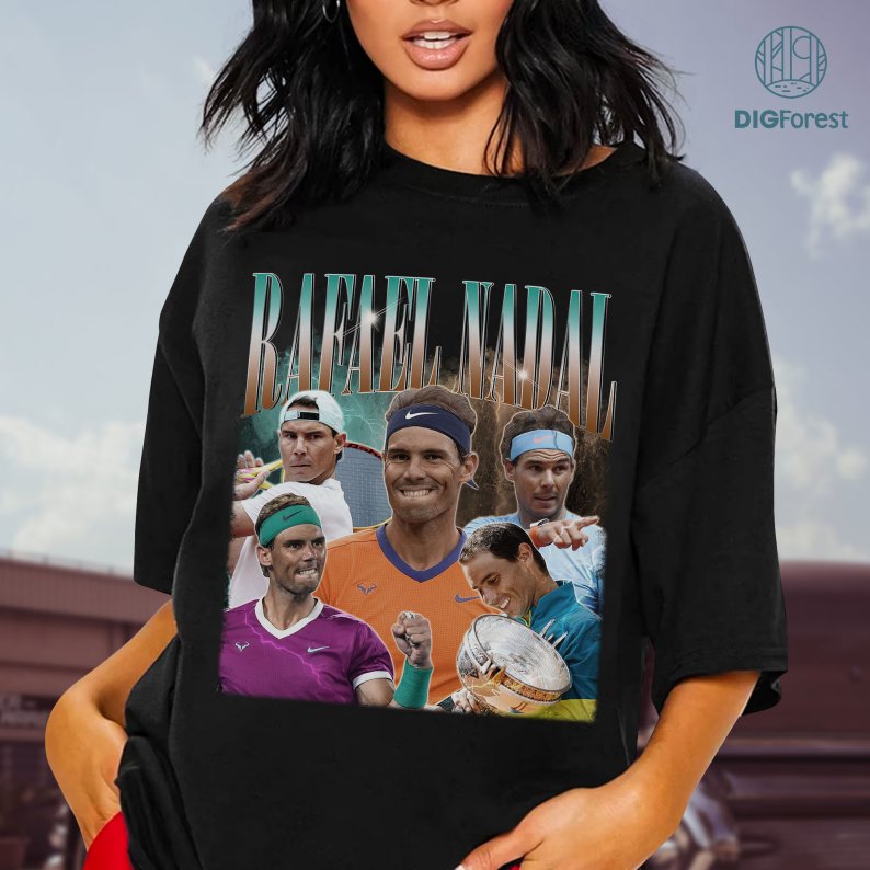 Rafael Nadal Vintage Graphic PNG File, Rafael Nadal Homage TV Shirt, Rafael Nadal Bootleg Rap Shirt, Sublimation Designs