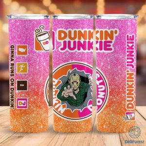 Jason Voorhees Dunkin Junkie Png Tumbler Wrap | Horror Movie 20Oz Skinny Tumbler Png | Horror Straight & Tapered Tumbler Digital Download