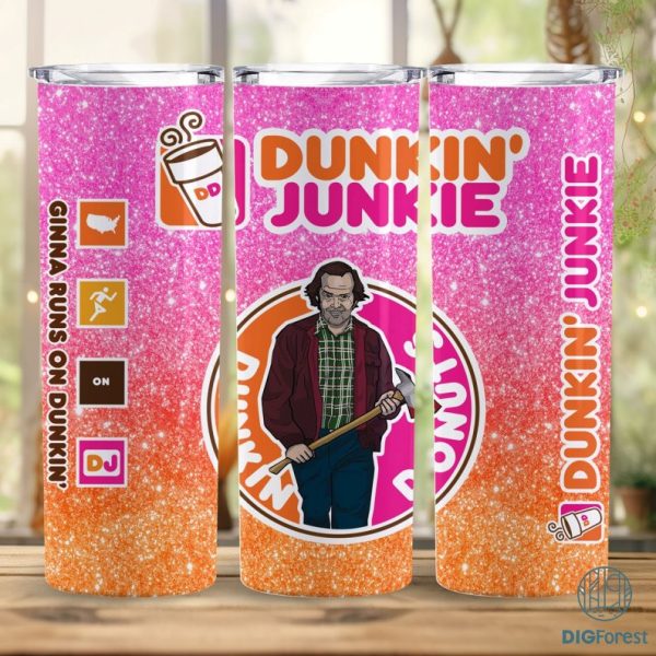 Jack Torrance Dunkin Junkie Png Tumbler Wrap | The Shining Horror Movie 20Oz Skinny Tumbler Png | Straight Tapered Tumbler Digital Download