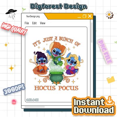 Disney Stitch Hocus Pocus PNG – Sanderson Sisters, I Smell Children, Halloween Sublimation Design