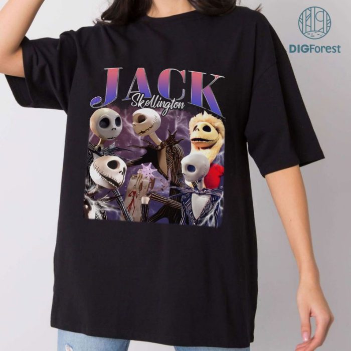 Jack Skellington Vintage Graphic Png, The Nightmare Before Christmas Homage TV Shirt, Jack Skellington Halloween Bootleg Rap Png, Instant Download