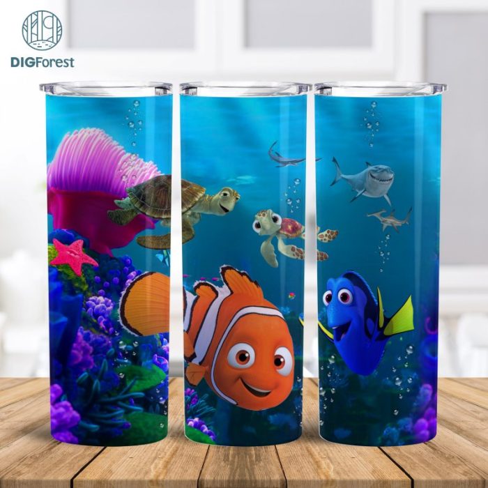 Disney Finding Nemo Coffee 20oz Skinny Tumbler Wrap | Finding Nemo Straight & Tapered Tumbler Wrap Design | Nemo Tumbler Wrap Instant Download