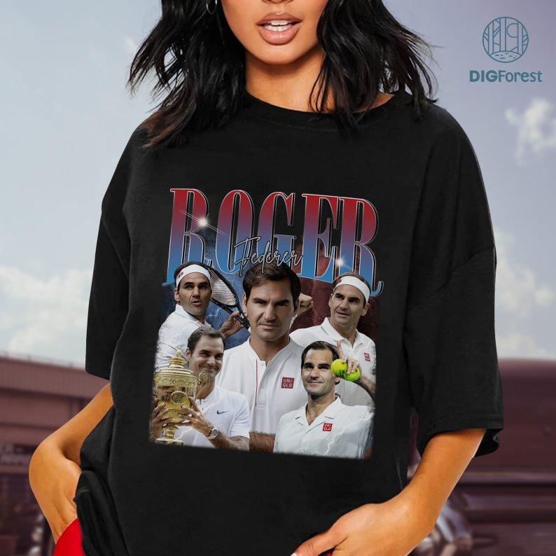 Roger Federer Vintage Graphic PNG File, Roger Federer Homage TV Shirt, Roger Federer Bootleg Rap Shirt, Sublimation Designs