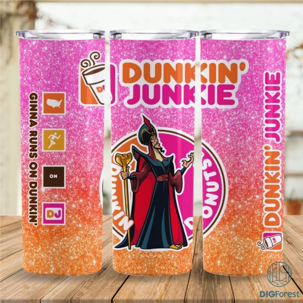 ‎Disney Jafar Aladdin Dunkin Junkie Png Tumbler Wrap | Villains Dunkin Junkie 20Oz Skinny Tumbler Design | 20Oz Straight & Tapered Tumbler Png File