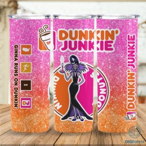 Disney Yzma Dunkin Junkie Png Tumbler Wrap | Villains Dunkin Junkie 20Oz Skinny Tumbler Design | 20Oz Straight & Tapered Tumbler Sublimation Png