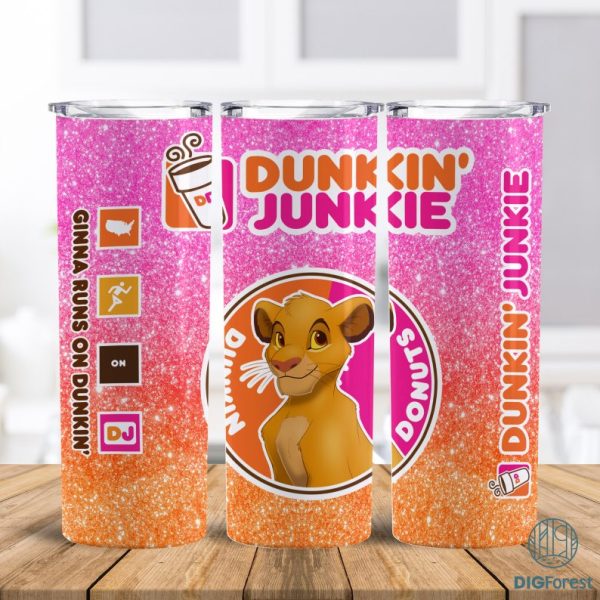 ‎Disney The Lion King Dunkin Junkie Tumbler Wrap Png | ‎Lion King Dunkin Junkie 20Oz Skinny Tumbler Design | Dunkie Junkie Tumbler Sublimation Png