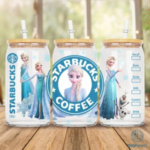 Disney Elsa Princess Coffee Cup 16 Oz Libbey Glass Can Wrap Png | Sublimation Digital Elsa Png | Frozen Libbey Png | Glass Cup | Coffee Cup