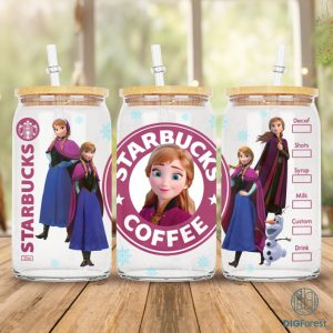 Disney Anna Princess Coffee Cup 16 Oz Libbey Glass Can Wrap Png | Sublimation Digital Elsa Png | Frozen Libbey Png | Glass Cup | Coffee Cup
