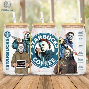 16oz Michael Myers Halloween Glass Can Png | Michael Myers Libby Glass Png | Horror Decor | Halloween Glass | Michael Myers Drinkware Png