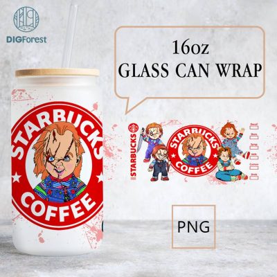 Chucky Halloween 16oz Libbey Glass Can Wrap | Halloween Trick or Treat Chucky | Spooky Vibes | Horror Friends Coffee Tumbler Wrap PNG Chucky Halloween 16oz Libbey Glass Can Wrap | Halloween Trick or Treat Chucky | Spooky Vibes | Horror Friends Coffee Tumbler Wrap PNG