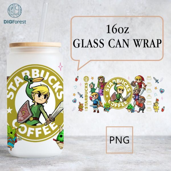 Legend Zelda 16Oz Glass Can Png | Hyrule Kingdom 16Oz Libbey Glass Can Wrap | Zelda Korok Png | Tears of the Kingdom Png | Hyrule Botanica