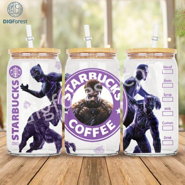 Black Panther 16oz Libbey Glass Can | Libbey Can Glass Png | Superhero Halloween Png | Superhero Wrap | Black Panther Png | Coffee Cup