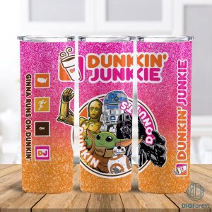 ‎StarWars Dunkin Junkie Png Tumbler Wrap | Dunkin Junkie 20Oz Skinny Tumbler Design | Dunkin Junkie Donut StarWars Tumbler Sublimation Png