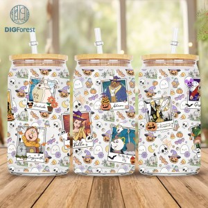 Disney Beauty and the Beast 16oz Libbey Glass Wrap | Libbey Glass Can | 16oz Libbey Glass Can Wrap | Beauty and Beast Characters | Halloween Png