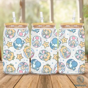 Princess Peach Png, Glass Can Full Wrap Png, Mario Princess Peach Png, Cartoon Tumbler Full Wrap, Princess Glass Can Wrap, Sublimation File