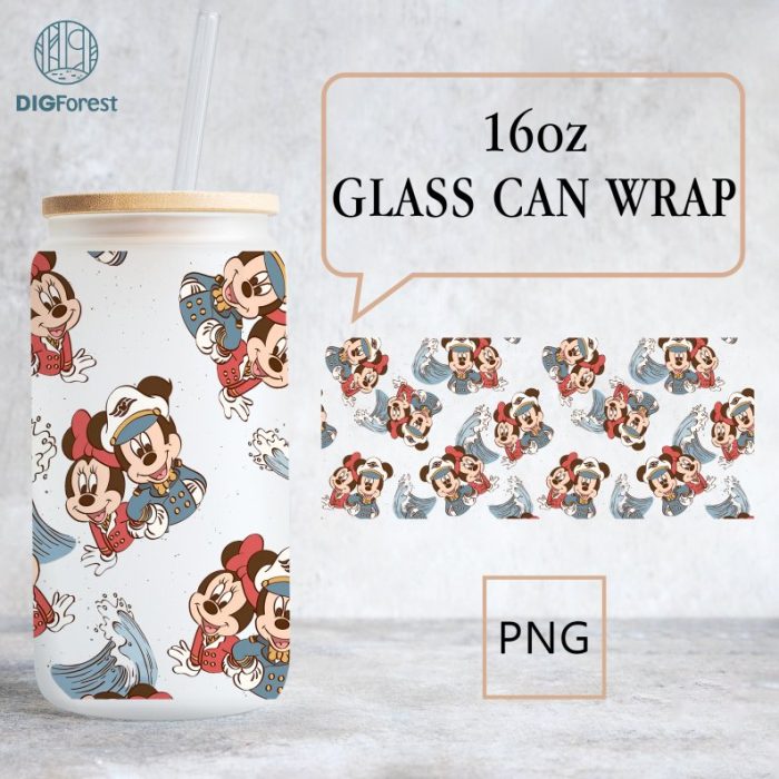 Disney Mickey Minnie Cruise Summer Libbey Wrap PNG, Mickey Cruise Beach Libbey Wrap, Summer Libbey Glass Wrap, Trendy Glass Cup, Glass Can Wrap PNG