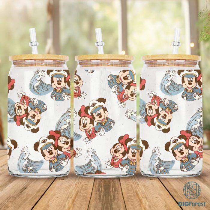 Disney Mickey Minnie Cruise Summer Libbey Wrap PNG, Mickey Cruise Beach Libbey Wrap, Summer Libbey Glass Wrap, Trendy Glass Cup, Glass Can Wrap PNG