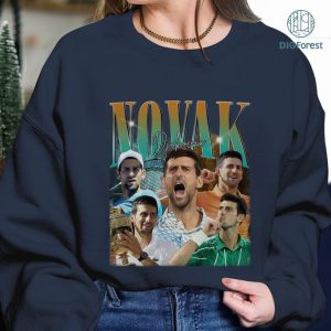 Novak Djokovic Vintage Graphic PNG File, Novak Djokovic Homage TV Shirt, Novak Djokovic Bootleg Rap Shirt, Sublimation Designs