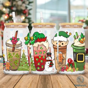 Christmas Coffee Cup | Winter Coffee Cup 16oz glass can | Custom Coffee Cup | Iced Coffee Cup | Christmas Iced Coffee Cup | Glass Cup 16oz